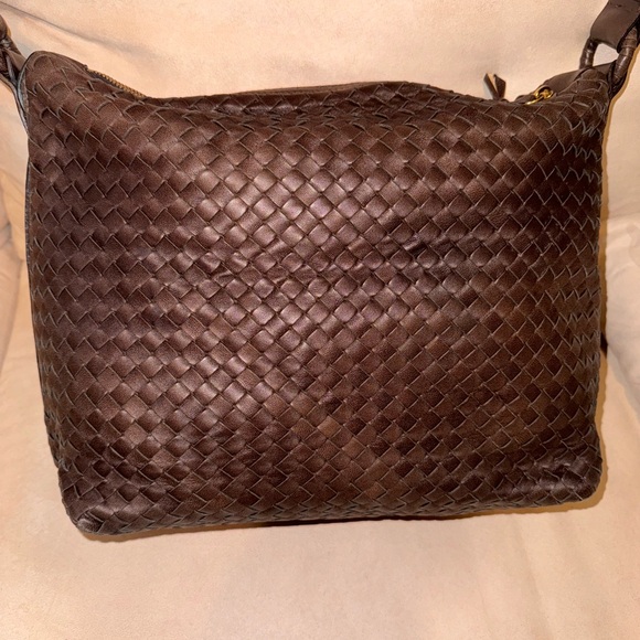 Brown Leather Woven Shoulder Bag - Picture 1 of 11